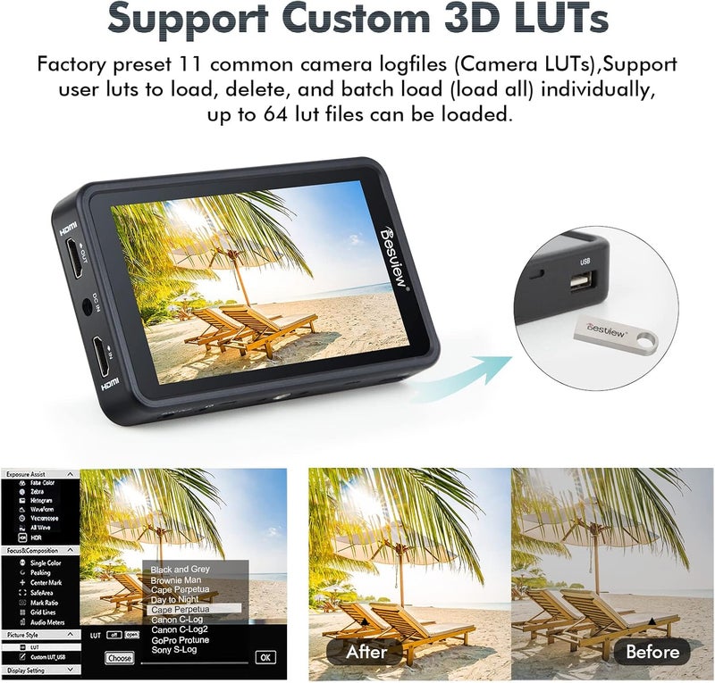 Desview R5II 5.5-inch Camera Field Monitor 4K HDMI 800nit HDR Support LUTFalse Color - for Sony/Canon DSLR Film Making Video Production - Image 4